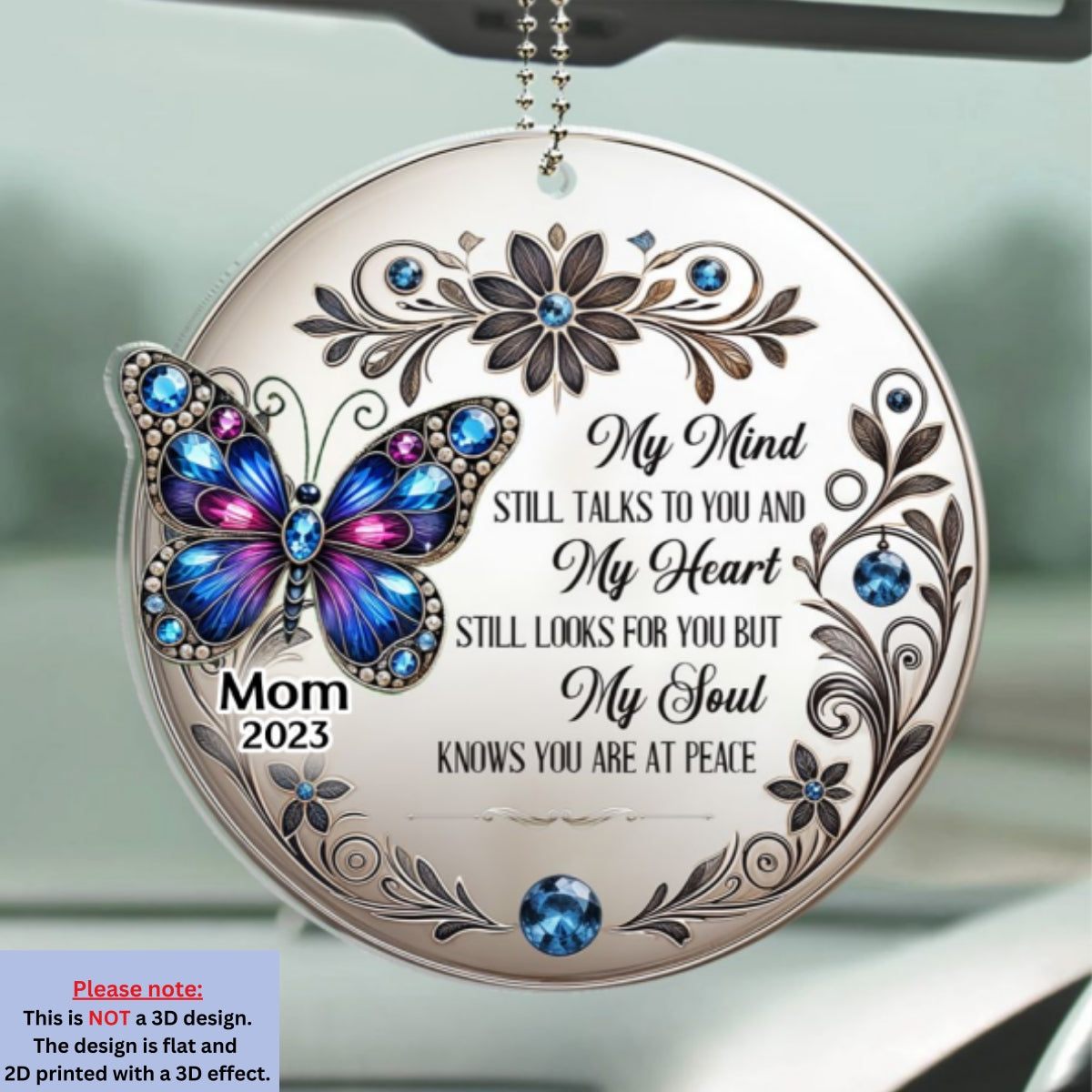 My Mind My Heart My Soul Butterfly - Personalized Custom Car Ornament