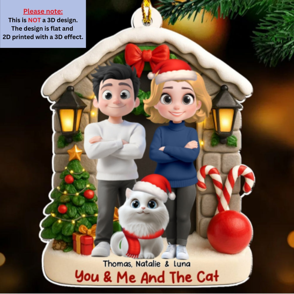 Bond Of Cat Love - Personalized Custom 3D Effect Acrylic Ornament