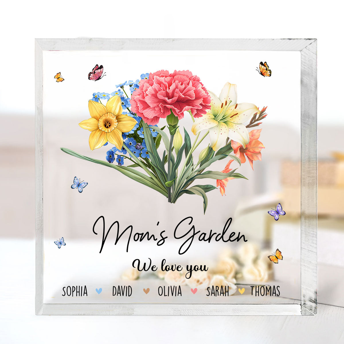 Flower Birth Month Garden - Personalized Custom Acrylic Plaque