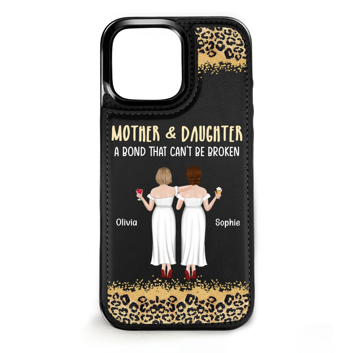 Mom And Daughter - Personalized Custom Leather Phone Case
