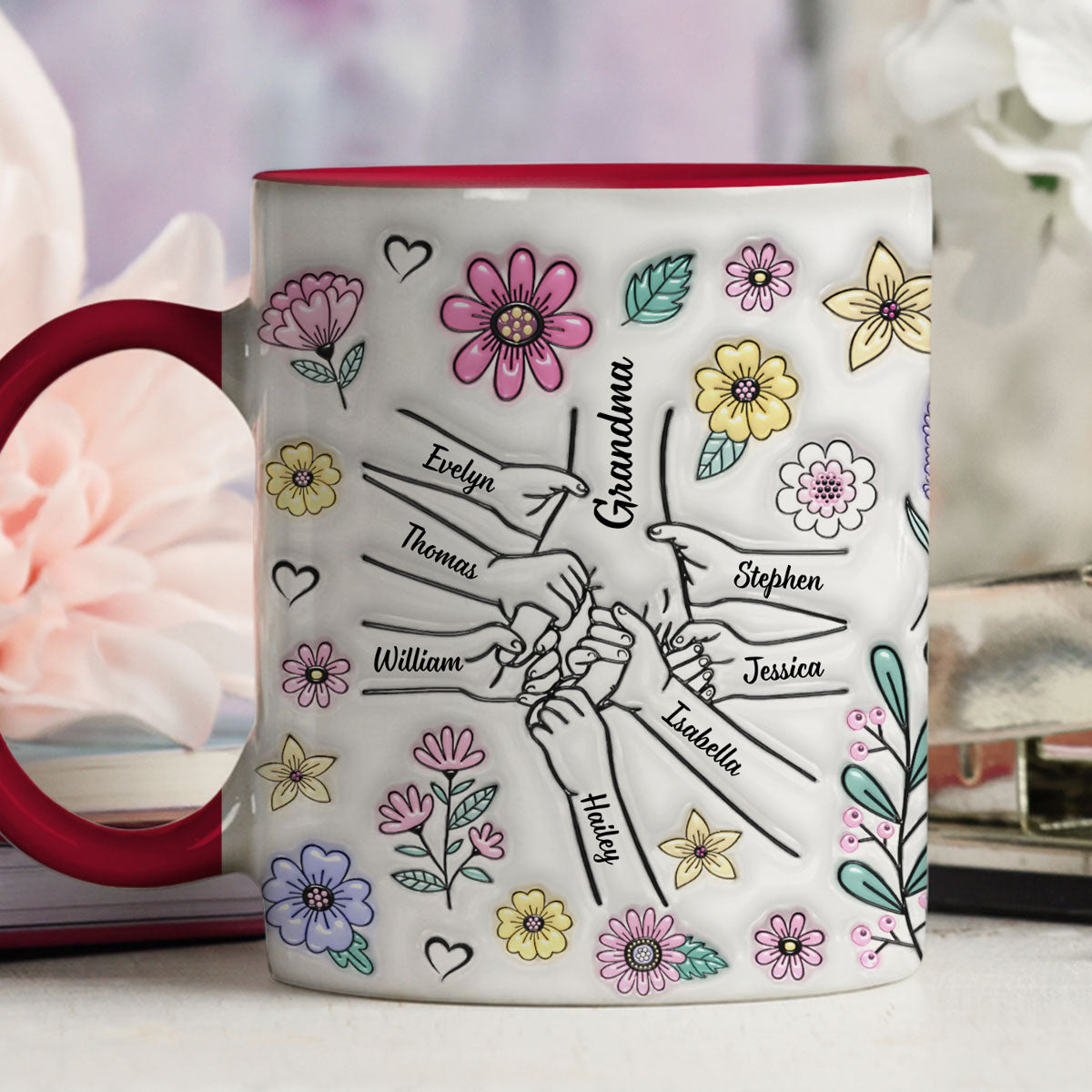 Family Over Everything - Personalized Custom 3D Inflated Effect Accent Mug