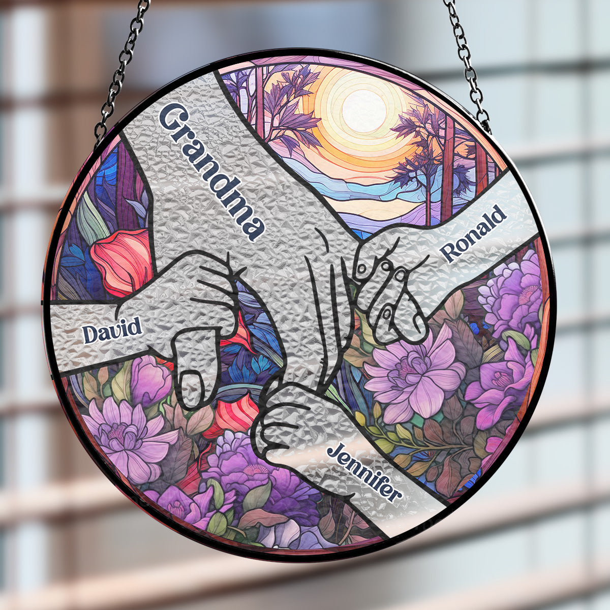 Hold Our Hands And Our Hearts - Personalized Custom Window Hanging Suncatcher