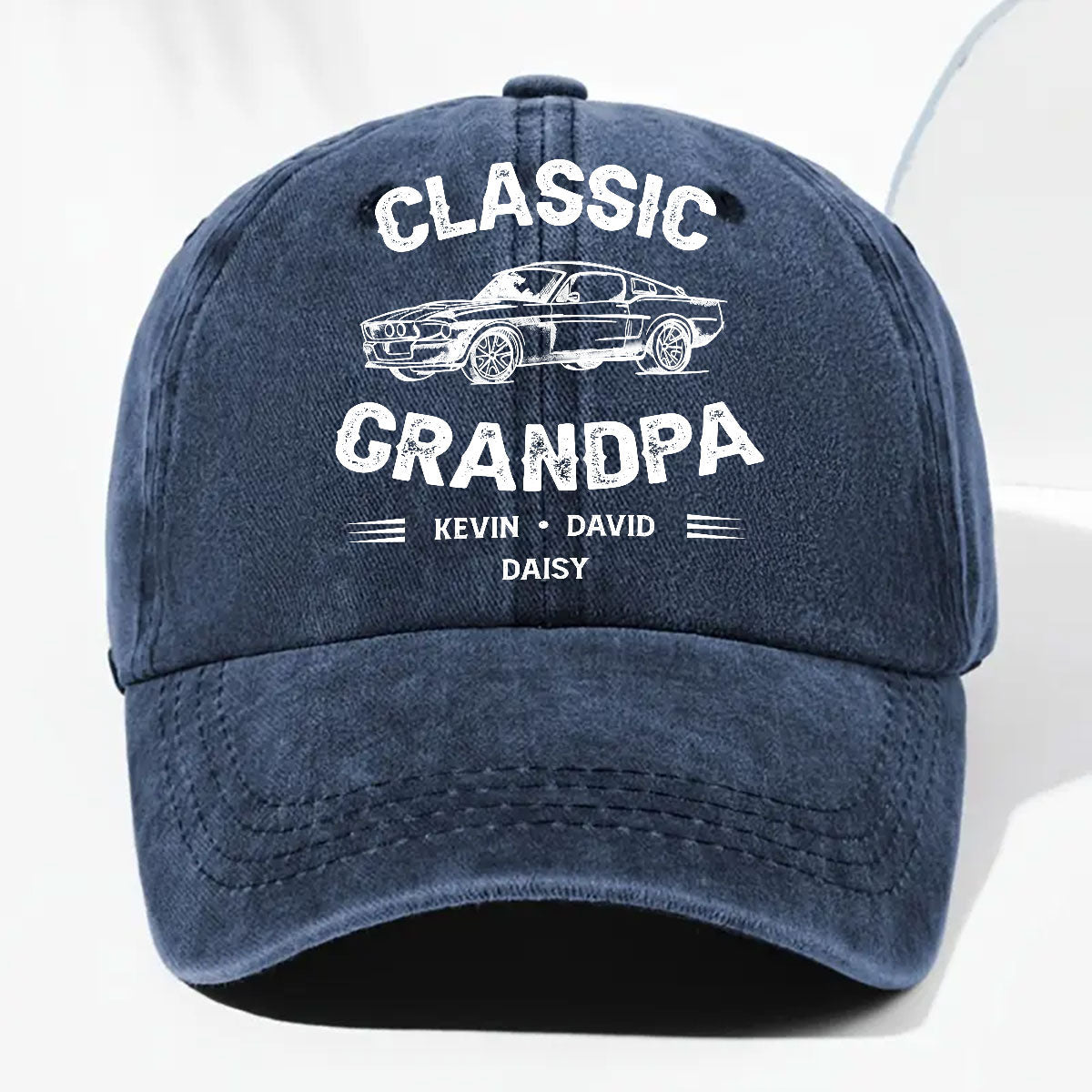 Classic Grandpa - Personalized Custom Vintage Washed Denim Cap