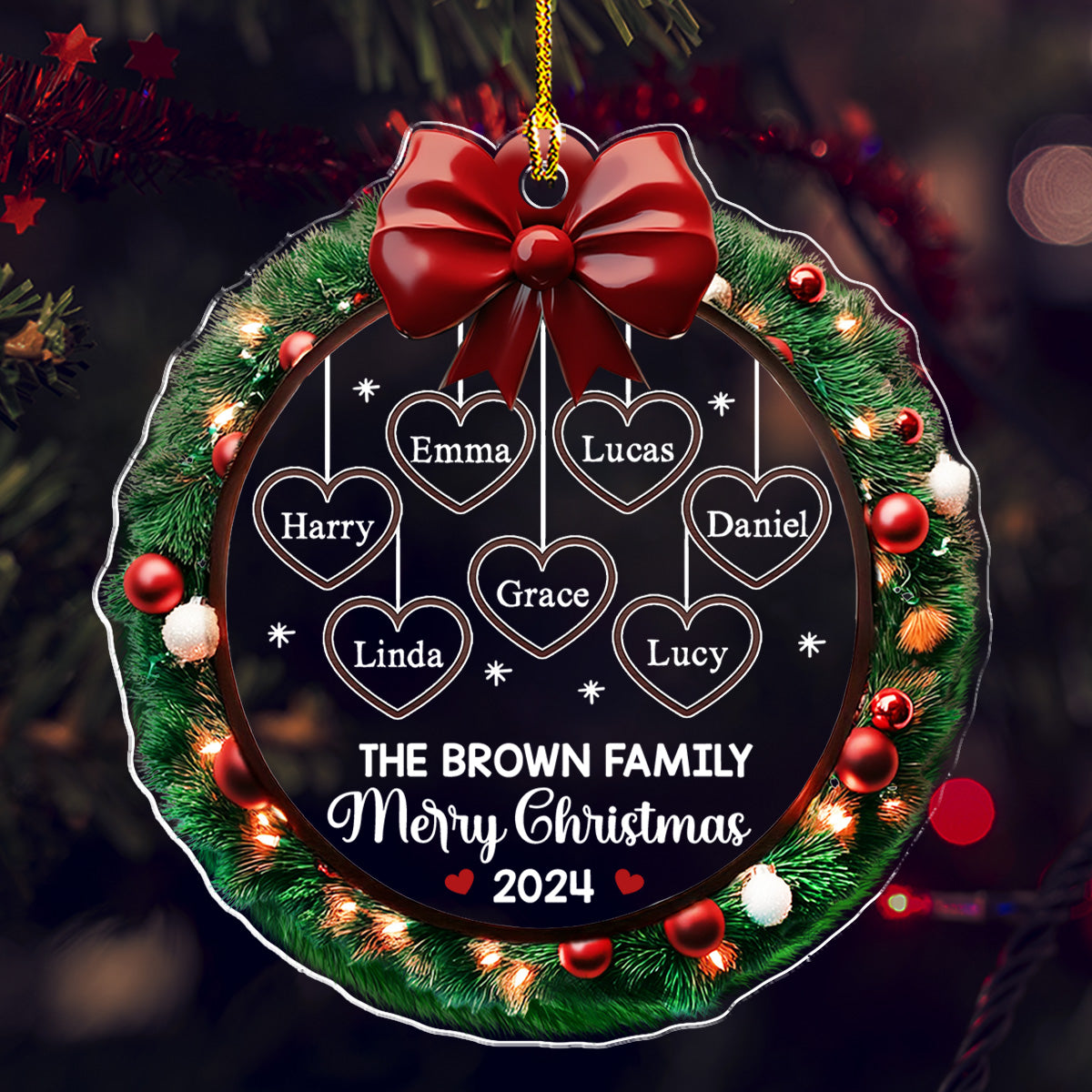 Family Wreath Christmas - Personalized Custom Acrylic Ornament