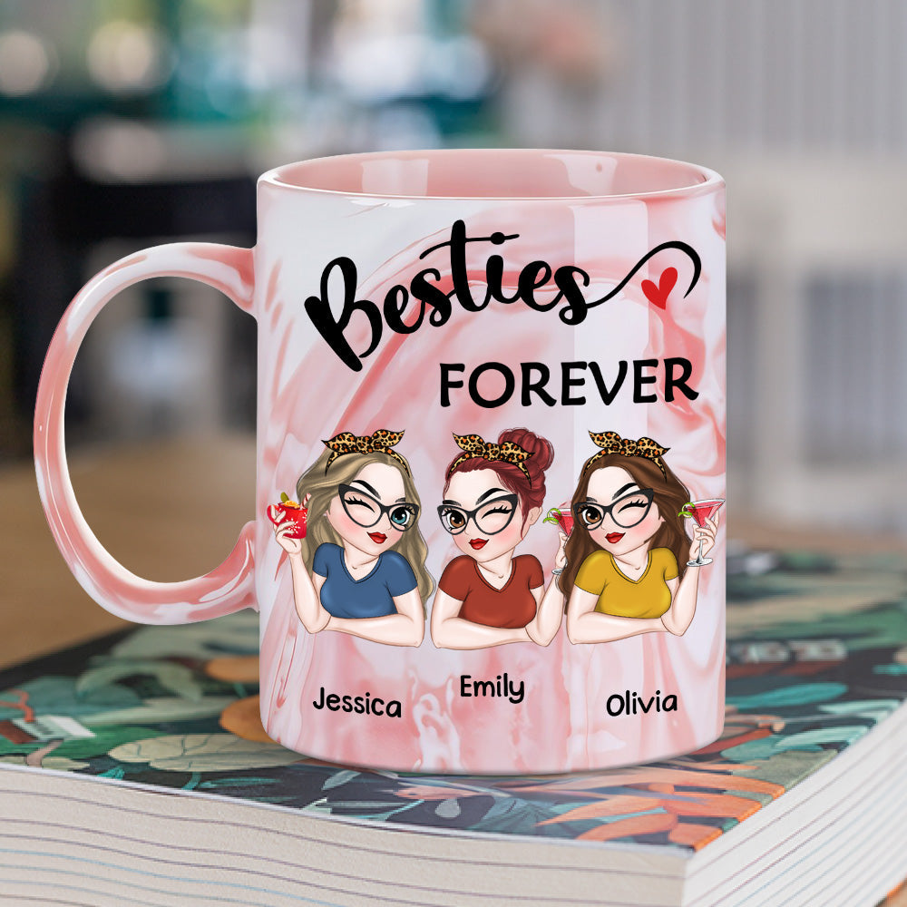 Besties forever - Personalized Custom Pink Marble Mug