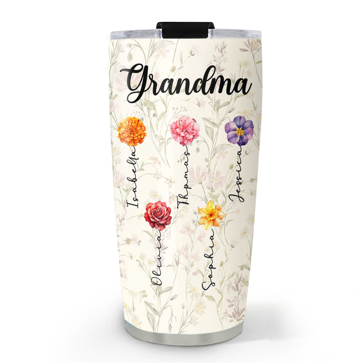 Grandma Lovely Flowers - Personalized Custom Tumbler