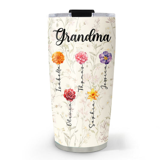 Grandma Lovely Flowers - Personalized Custom Tumbler