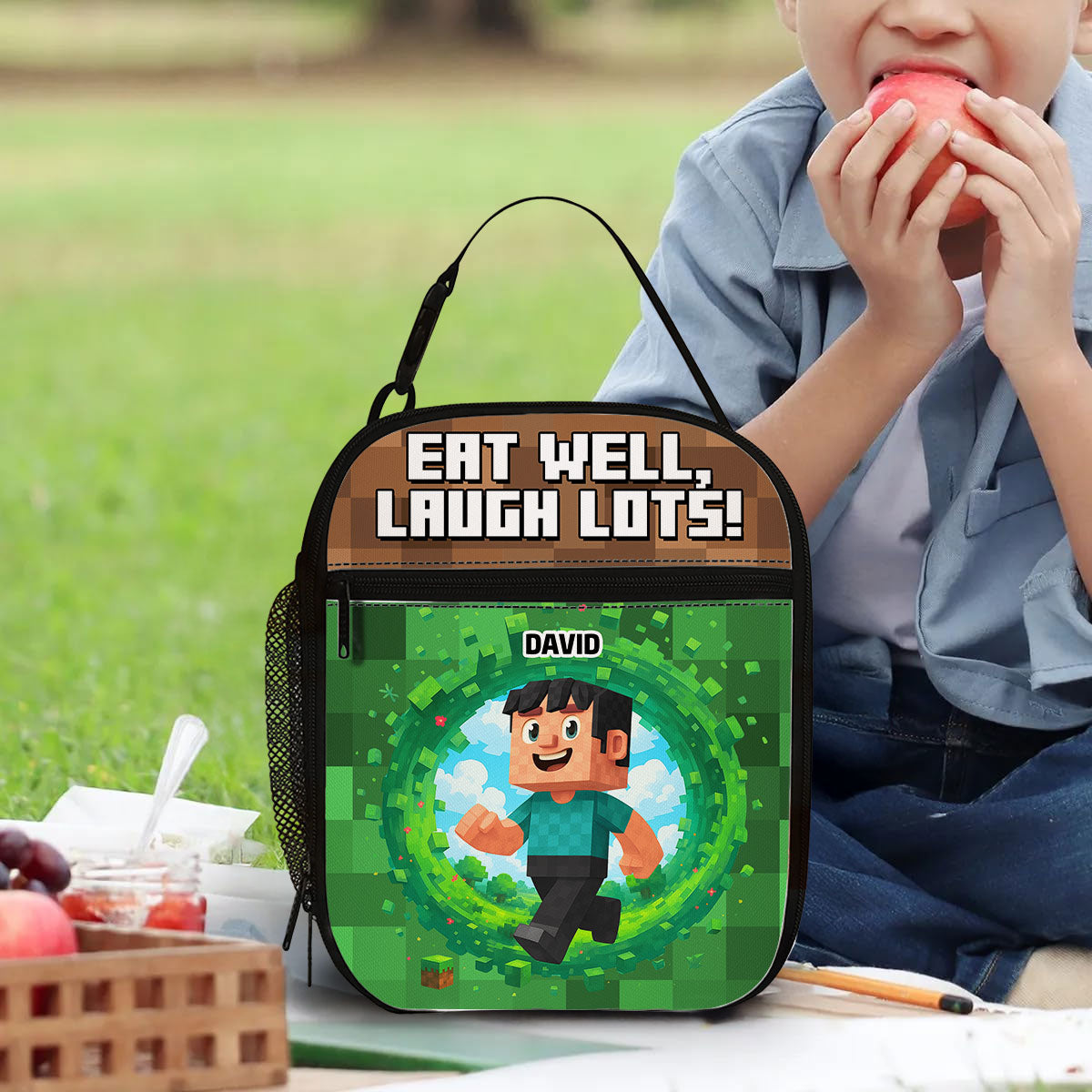 Eat Well Laugh Lots - Personalized Custom Insulated Lunch Bag