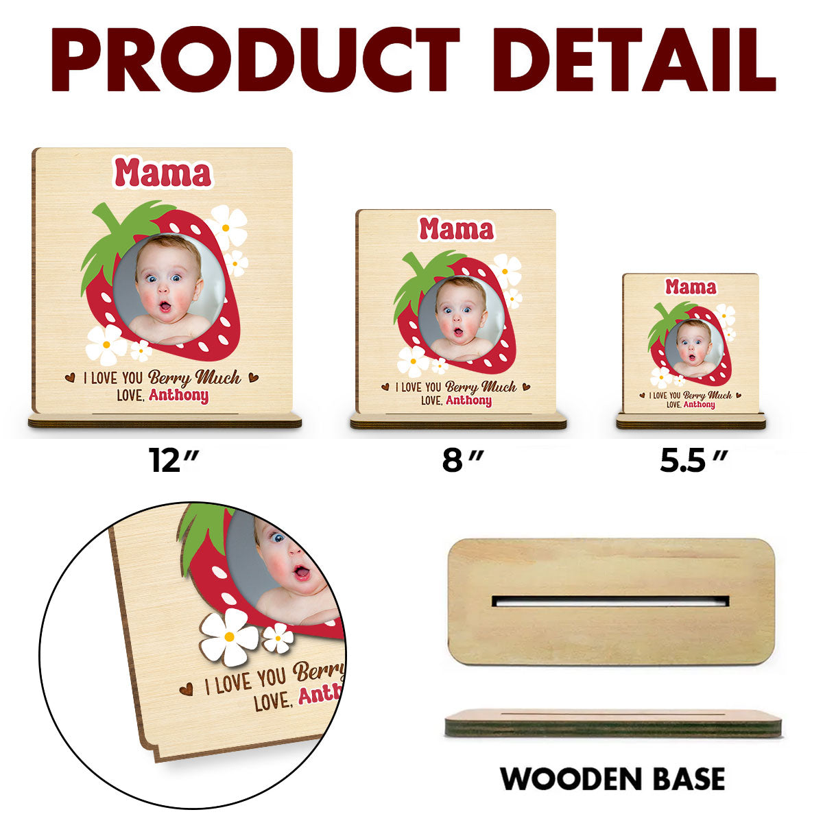 Berry Much - Personalized Custom 2-Layer Wood Plaque With Flat Base