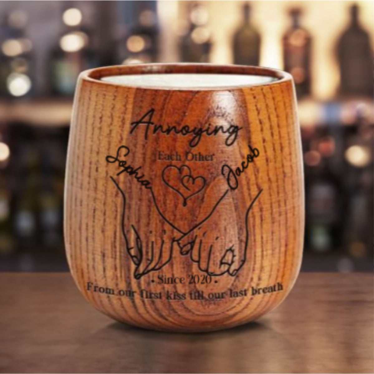 Annoying You Daily - Personalized Custom Engraved Wooden Whiskey Glass