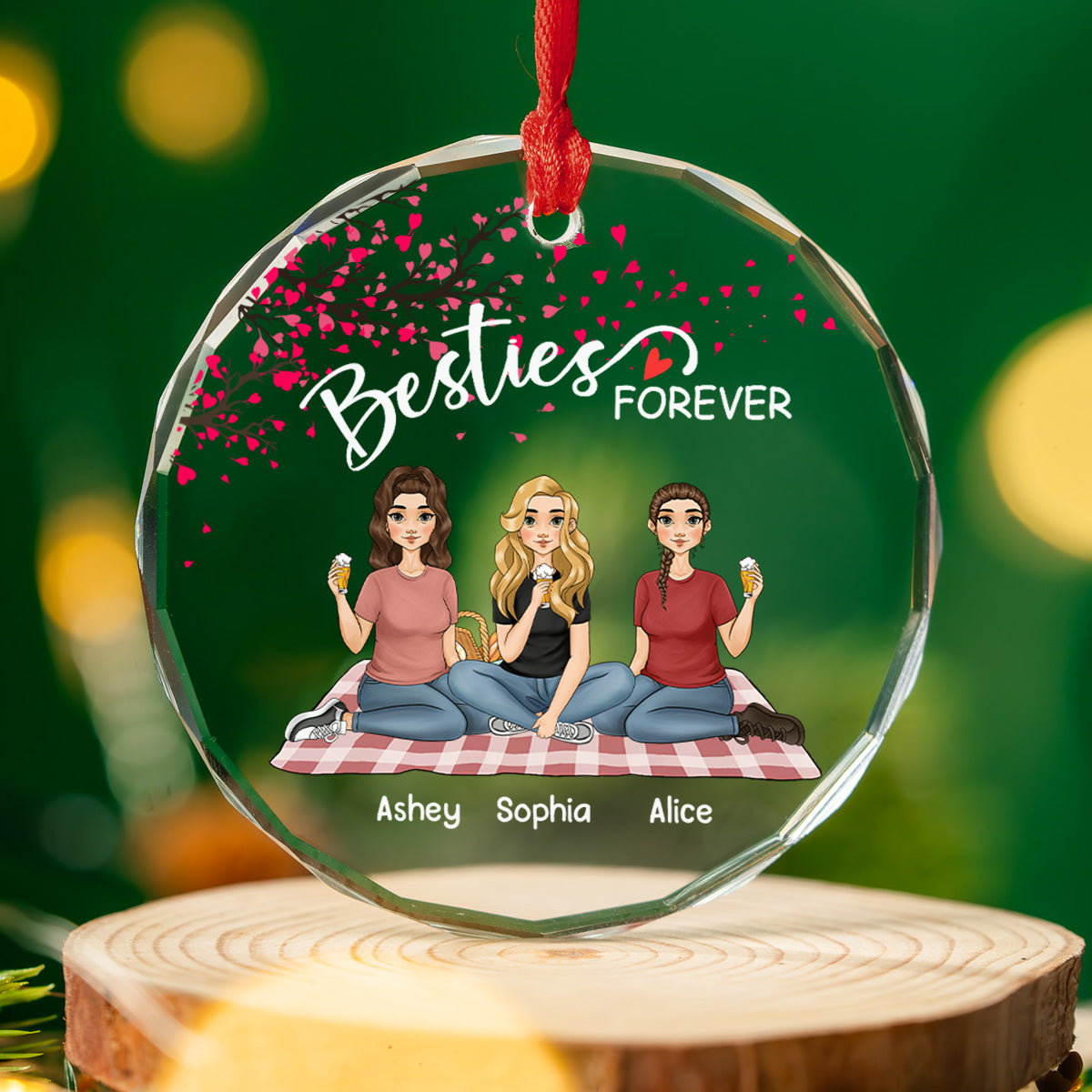 Besties Forever - Limited Version - Personalized Custom Glass Ornament