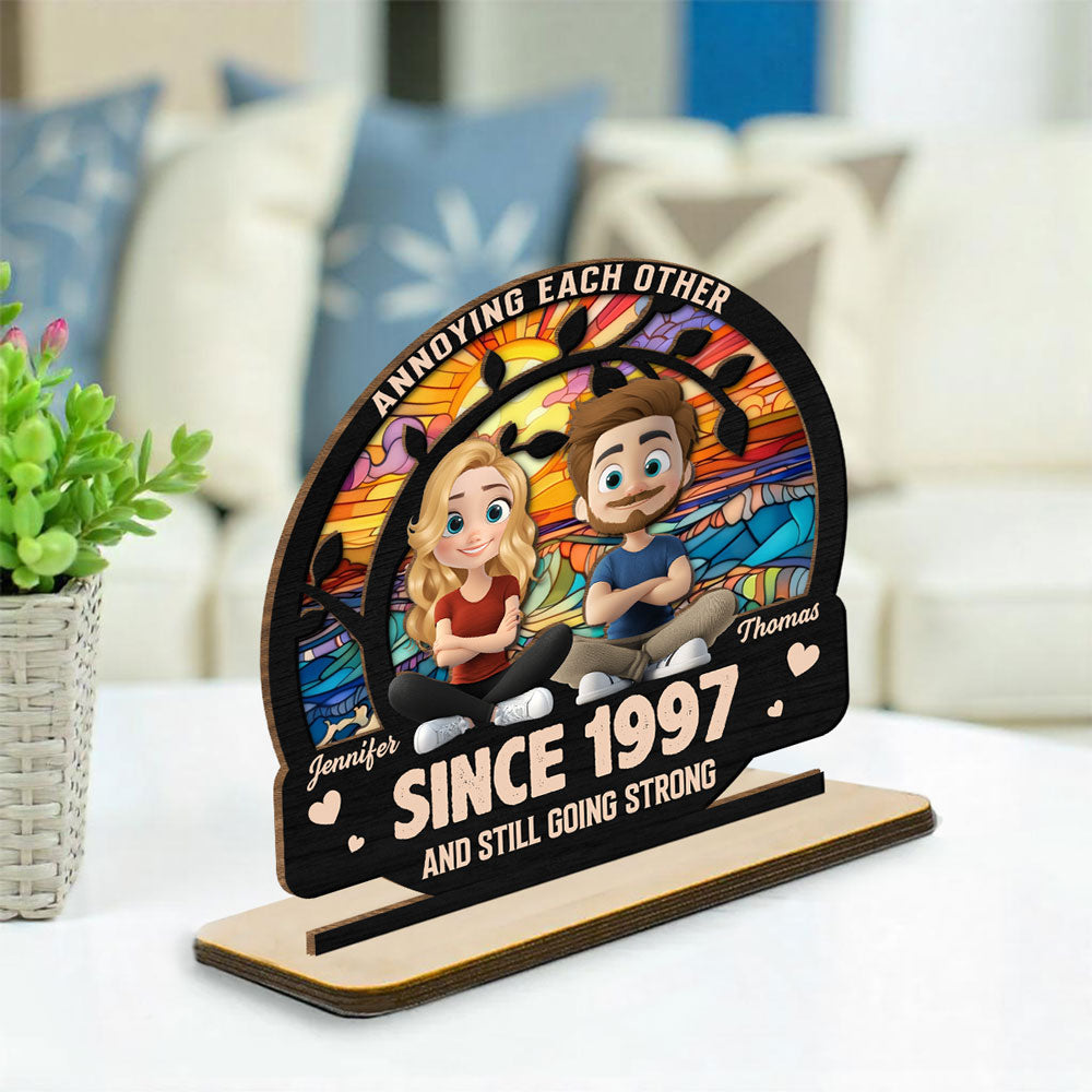 Love You Forever - Personalized Custom 2-Layer Wood Plaque With Flat Base