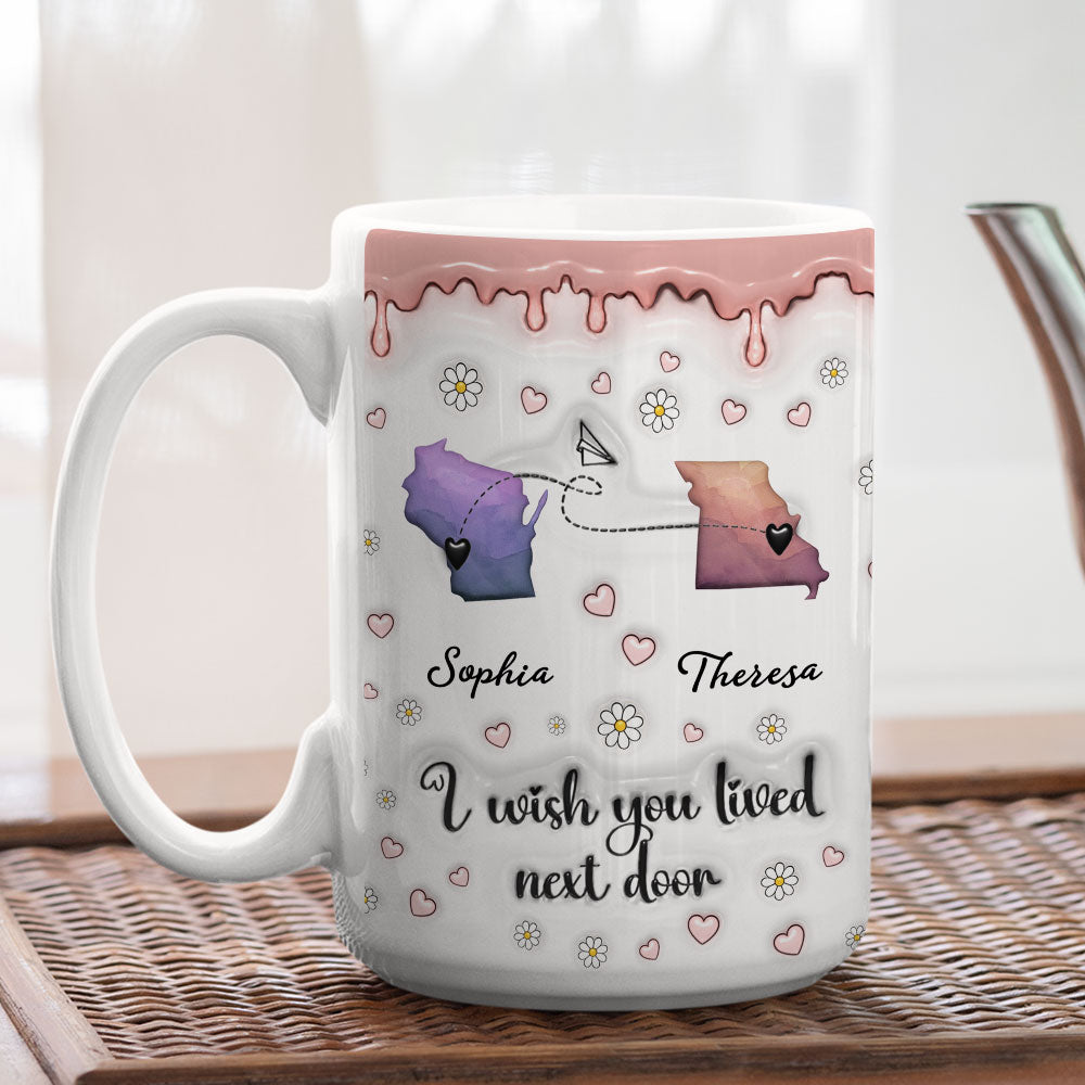 True Friendship Knows No Distance - Personalized Custom 3D Inflated Effect Mug