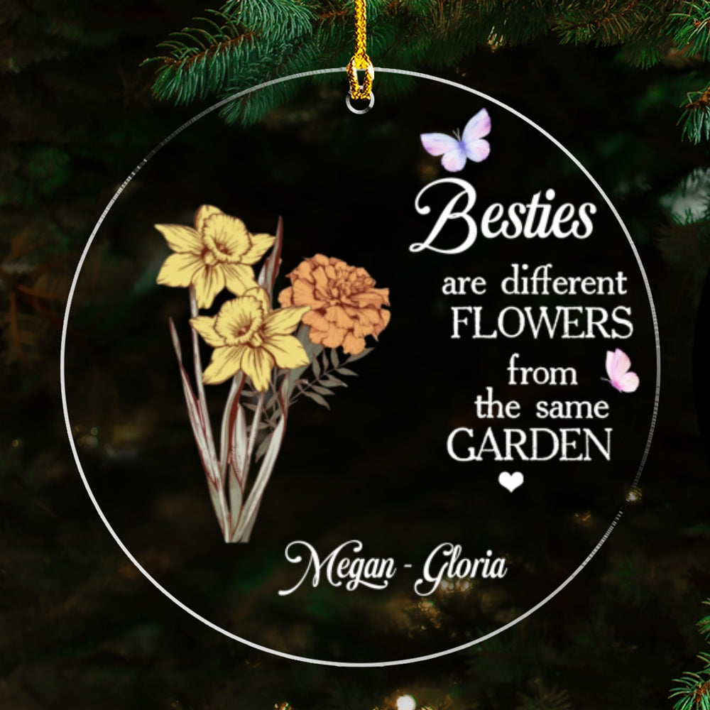 Sisters Are Different Flower - Personalized Custom Acrylic Ornament