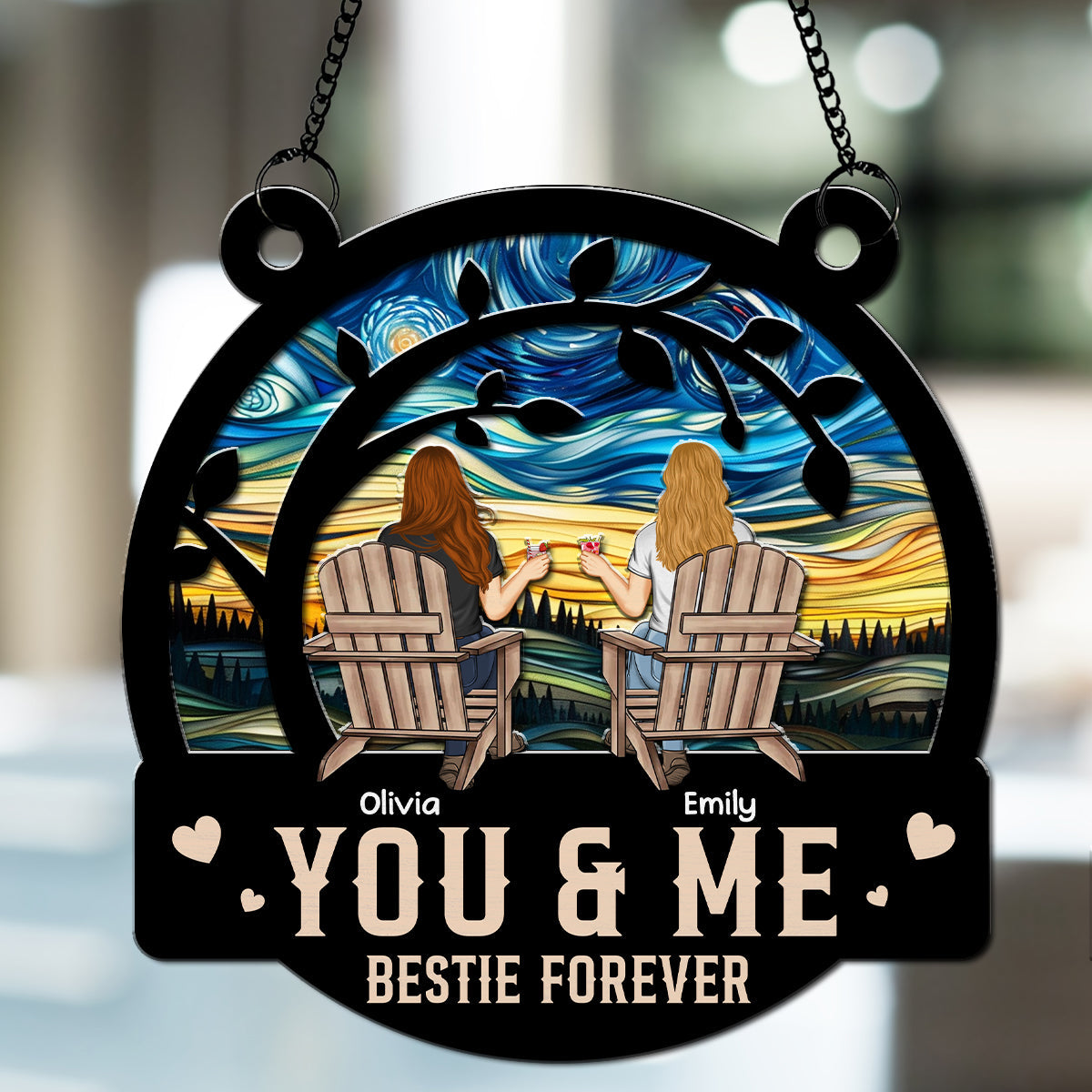 You And Me Are Bestie - Personalized Custom Suncatcher