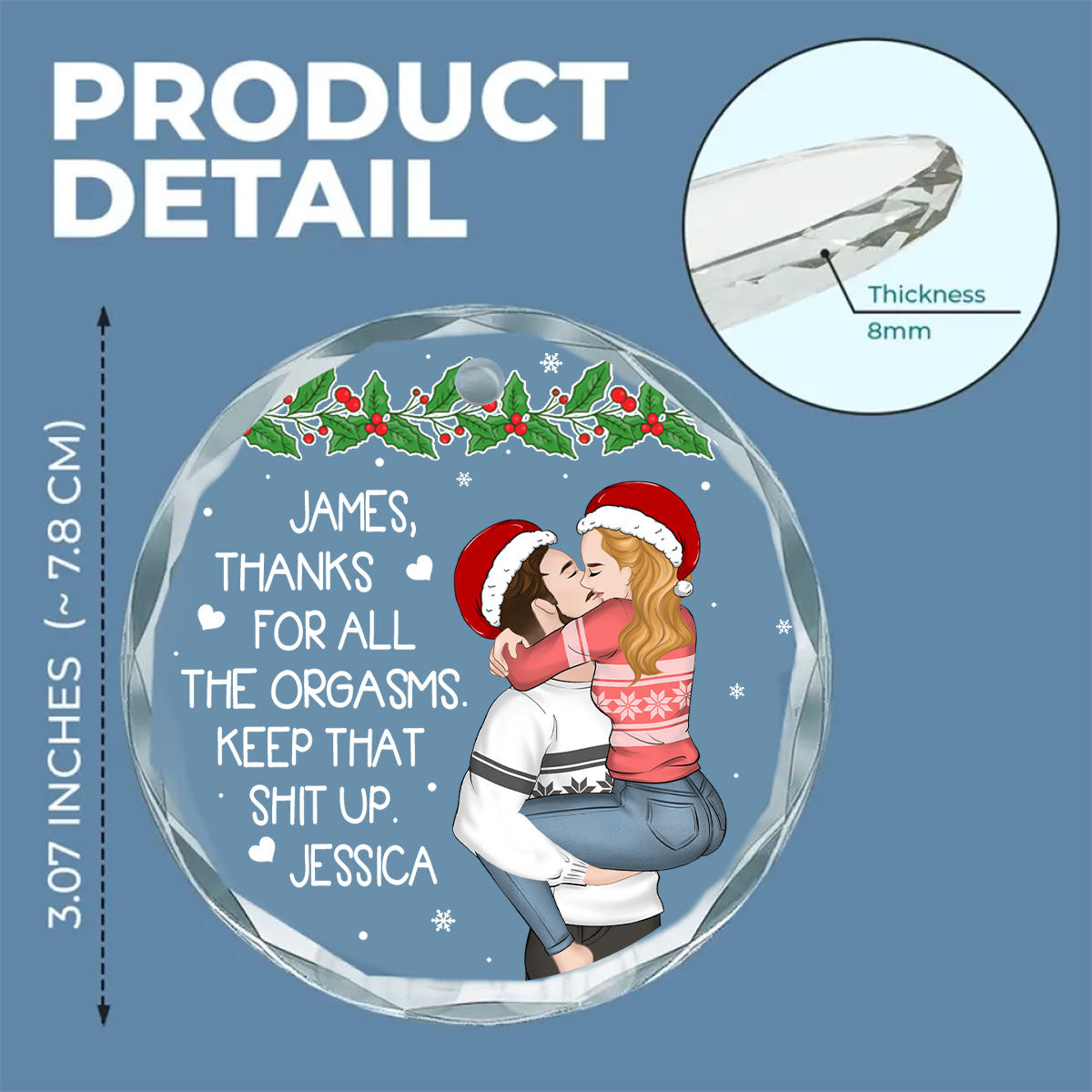 Thanks For All The Orgasms - Personalized Custom Glass Ornament