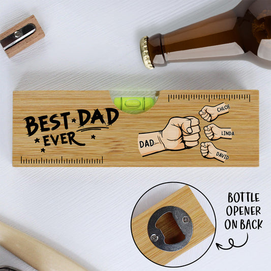 The Best Dad Grandpa Ever - Personalized Custom Wooden Spirit Level Bottle Opener