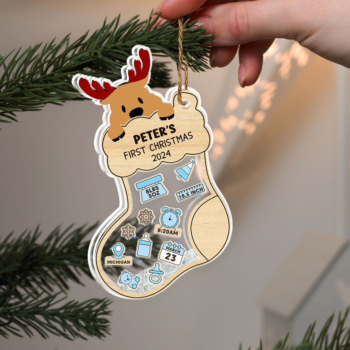 First Christmas Of Baby - Personalized Custom Acrylic Shaker Ornament