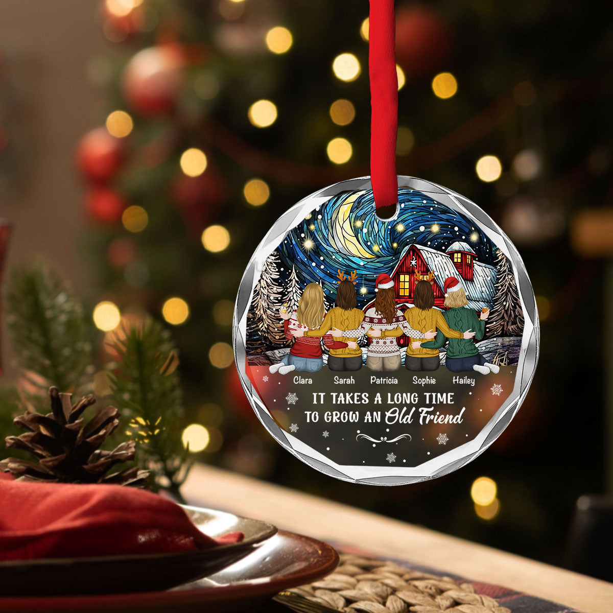 To Grow An Old Friend - Personalized Custom Glass Ornament