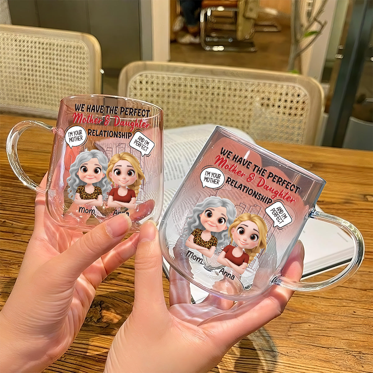 You Are My Mom And I Am Perfect - Personalized Custom Pink Gradient Glass Mug