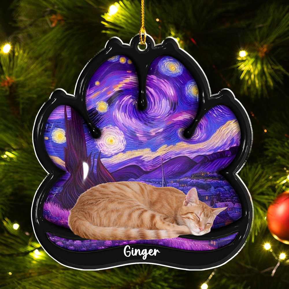 Lay Here With Cat Photo - Personalized Custom 3D Effect Acrylic Ornament
