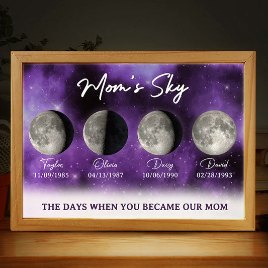 The Moon When You Become Mom - Personalized Custom Frame Light Box