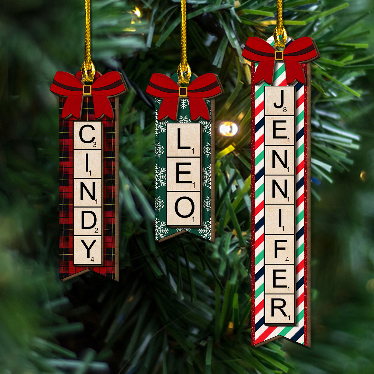 Christmas Scrabble - Personalized Custom Freeshape 2-Layered Wood Ornament