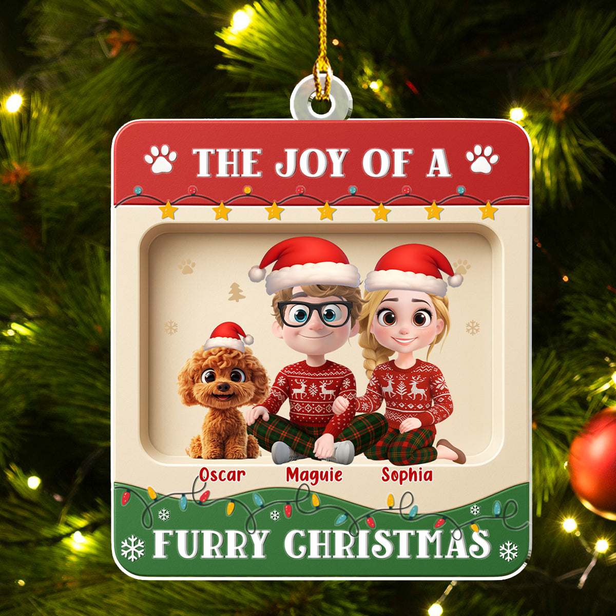 Furry Christmas - Personalized Custom 3D Effect Acrylic Ornament