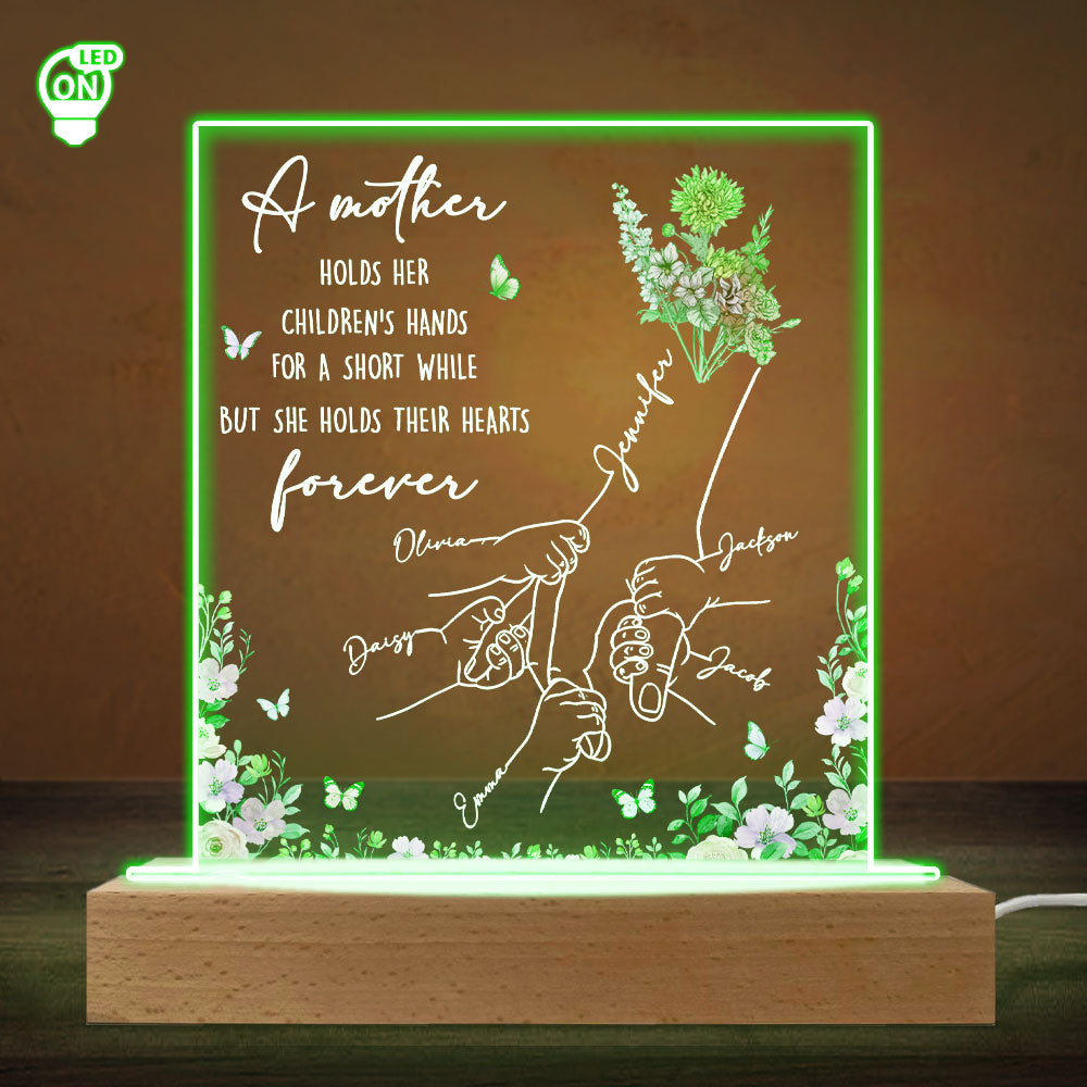 Mother Holds Her Children Heart Forever - Personalized Custom LED Light