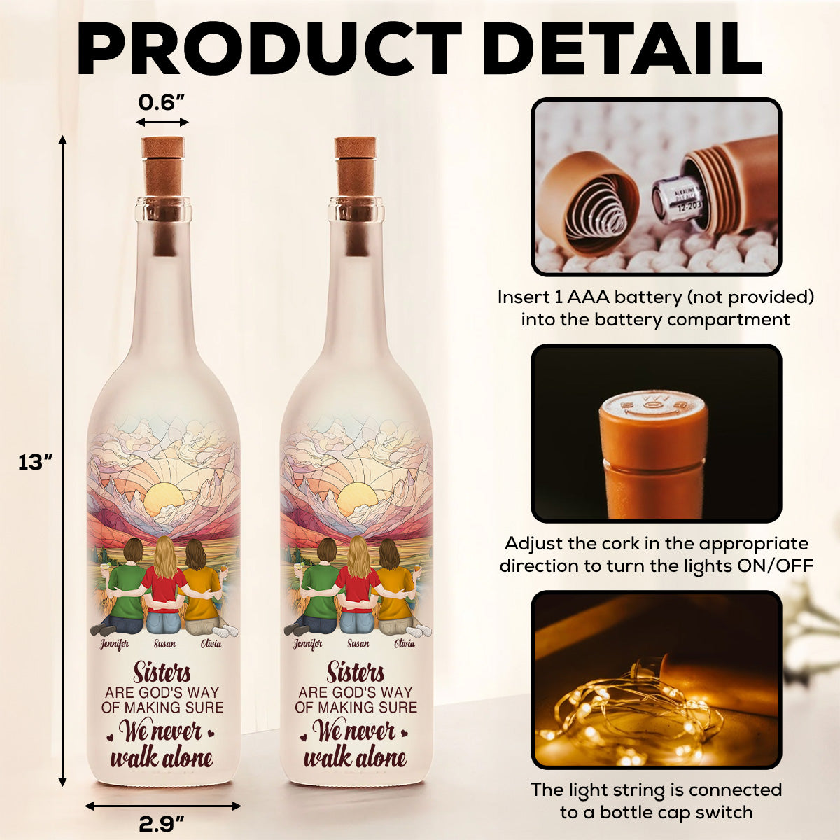 A Sister Is God Way - Personalized Custom Bottle Lamp