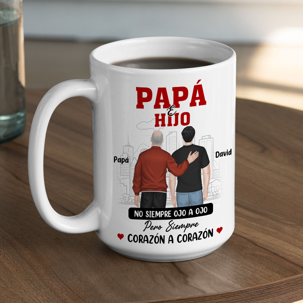 Padre E Hijo Corazón A Corazón - Taza Personalizada de Café