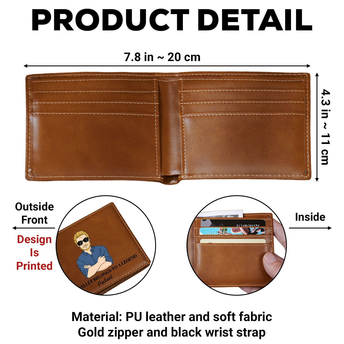 This Awesome Dad Belongs To - Personalized Custom Printed Men Leather Wallet