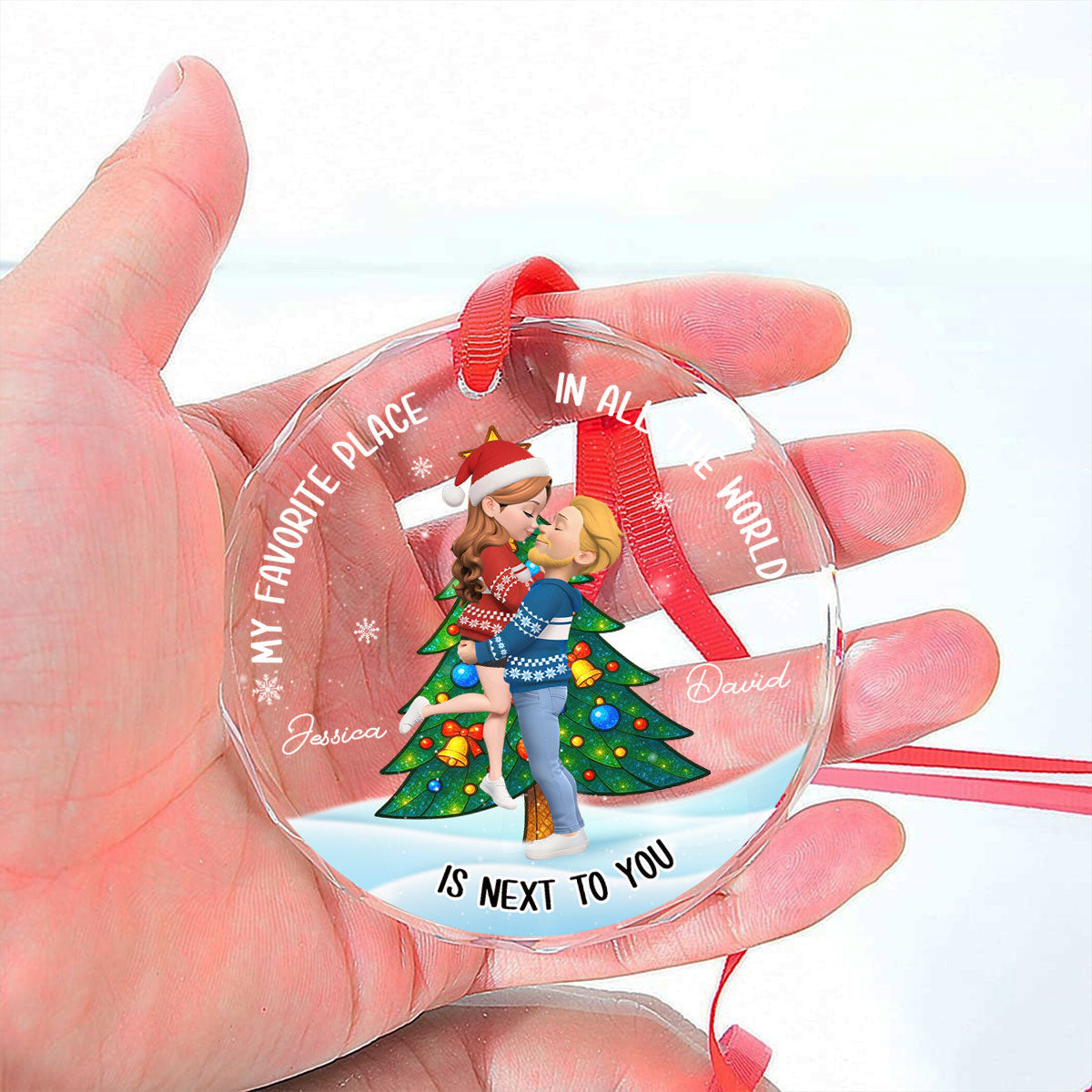 The Best Place Is With You - Personalized Custom Glass Ornament