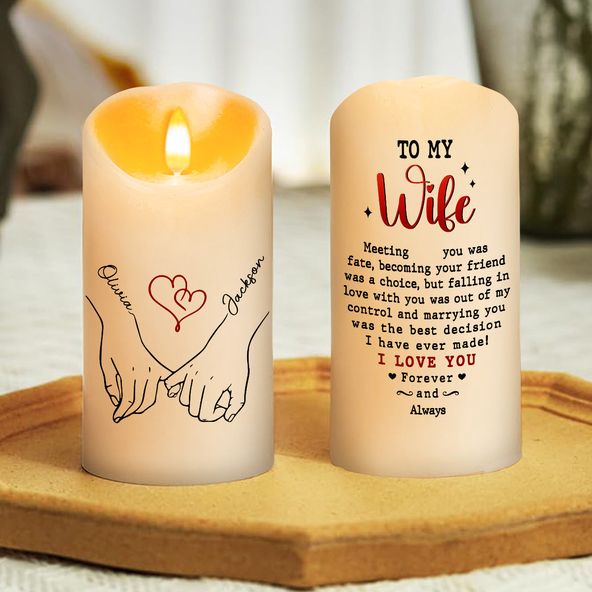 To My Wife I Love You Forever And Always - Personalized Custom LED Candle
