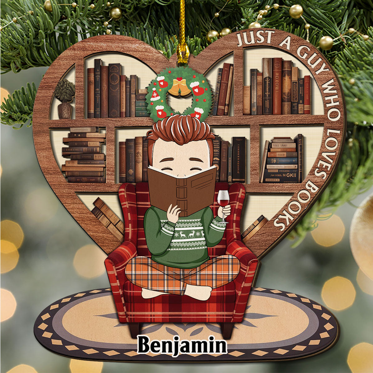 Snow Is Falling Books Are Calling - Personalized Custom Freeshape 2-Layered Wood Ornament