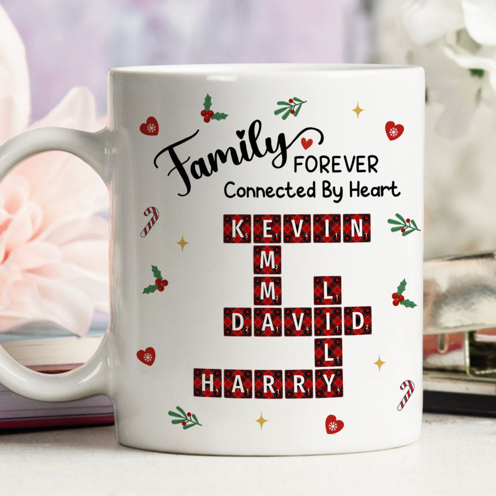 Family Connected By Heart - Personalized Custom Coffee Mug