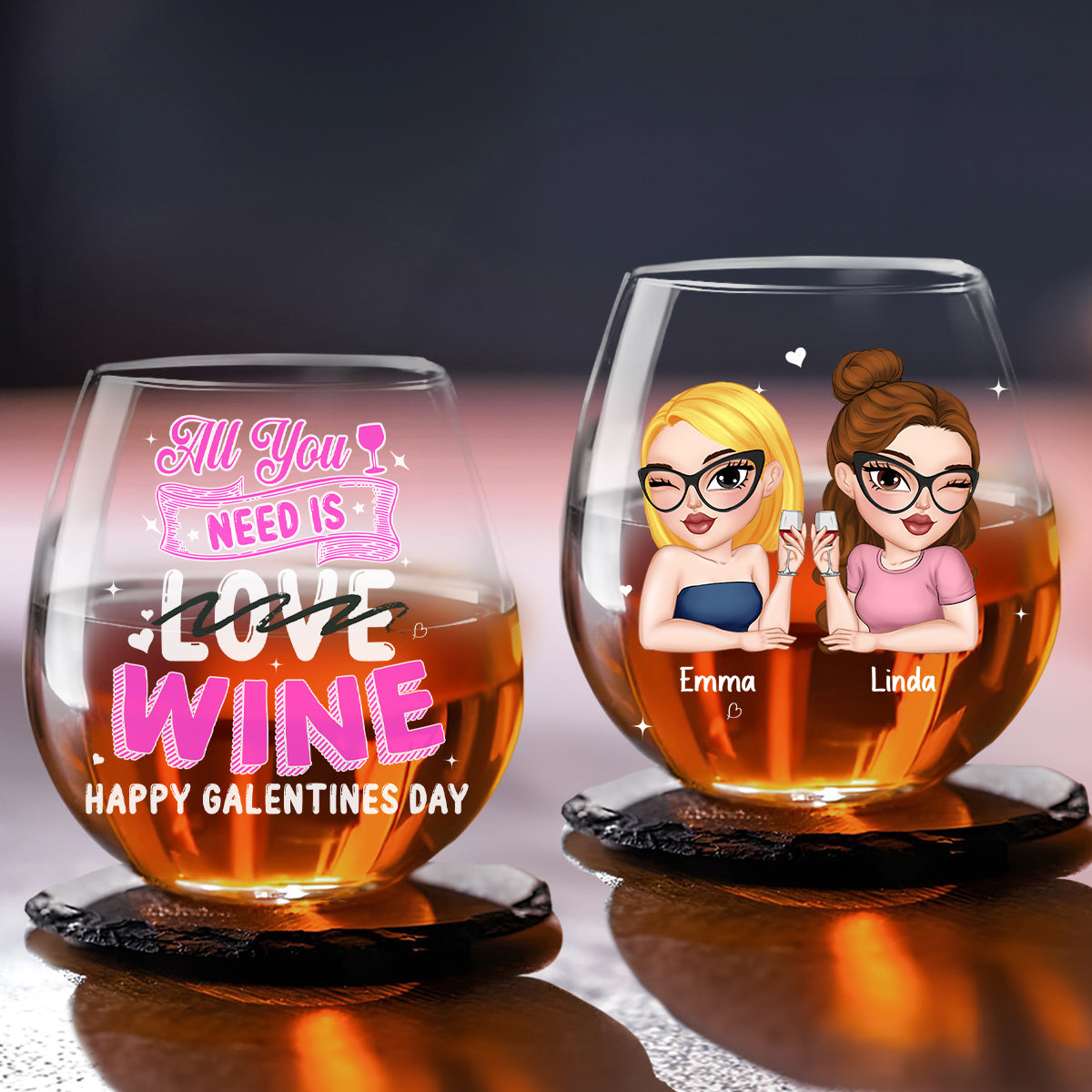 All You Need Is Wine - Personalized Custom Wine Glass
