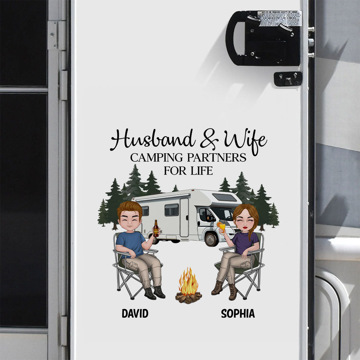 Husband And Wife Camping Partners For Life - Personalized Custom Decal