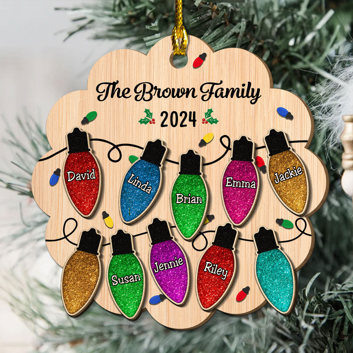 Merry Christmas My Family - Personalized Custom 2-Layered Wood Ornament
