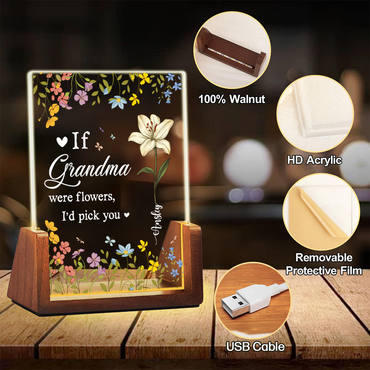 I Would Pick You - Personalized Custom Plaque With Walnut Base