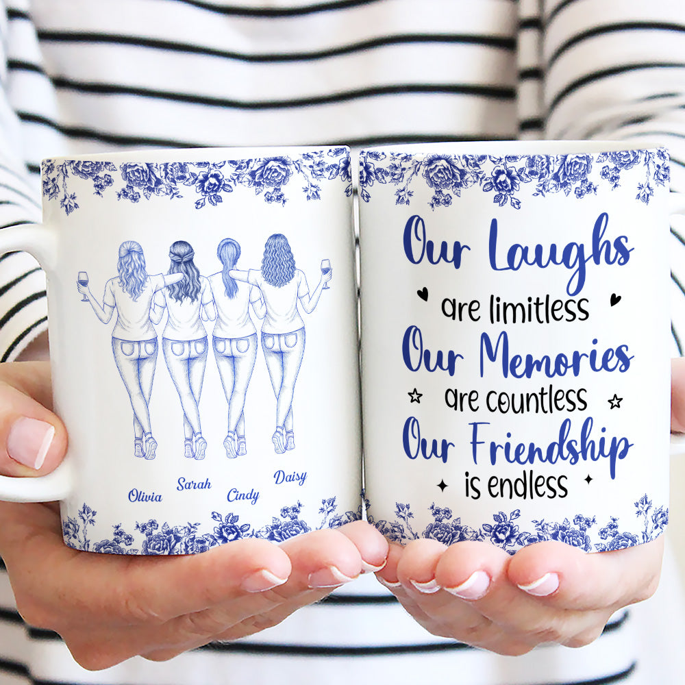 Our Laughs Are Limitless Blue Toile Ver 2 - Personalized Custom Coffee Mug