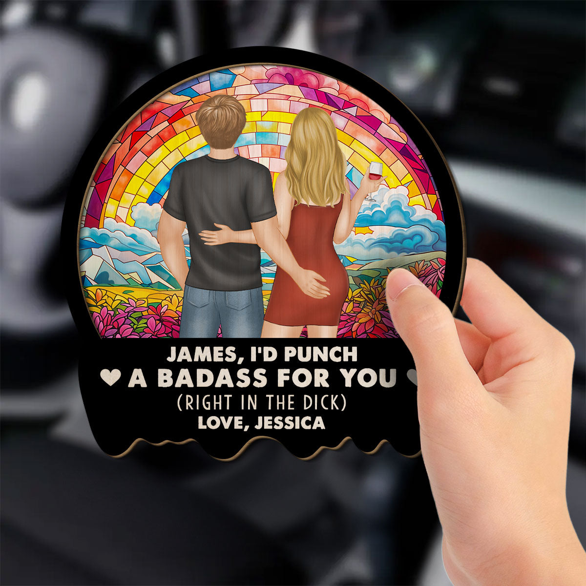 Punch A Badass For You Boyfriend Husband - Personalized Custom Car Visor Clip
