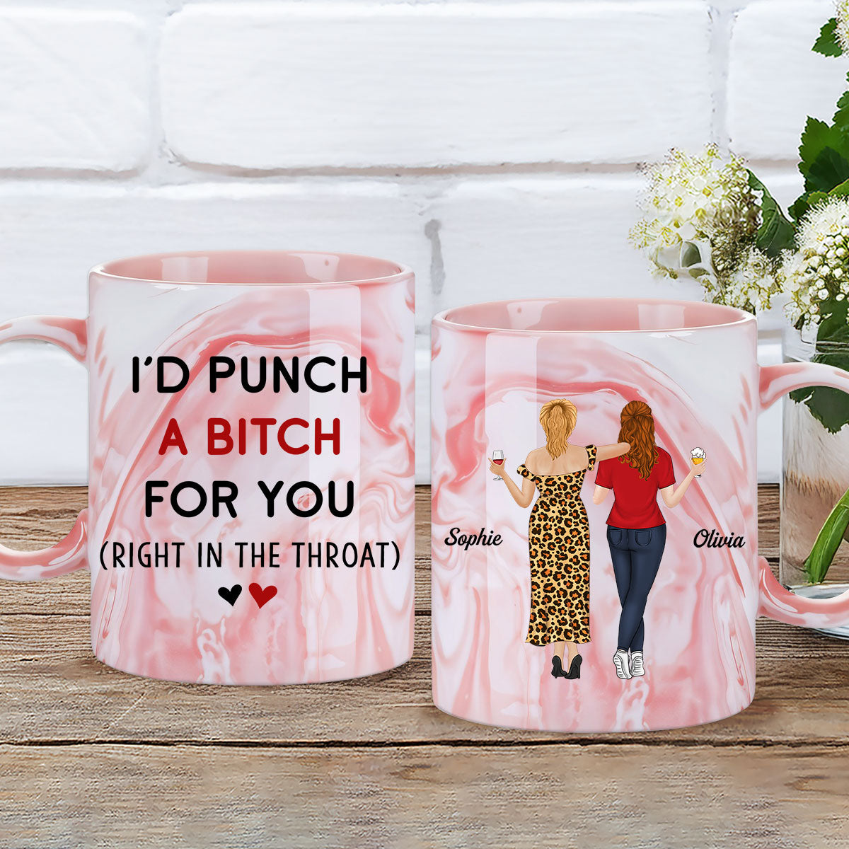 Punch For You - Personalized Custom Pink Marble Mug