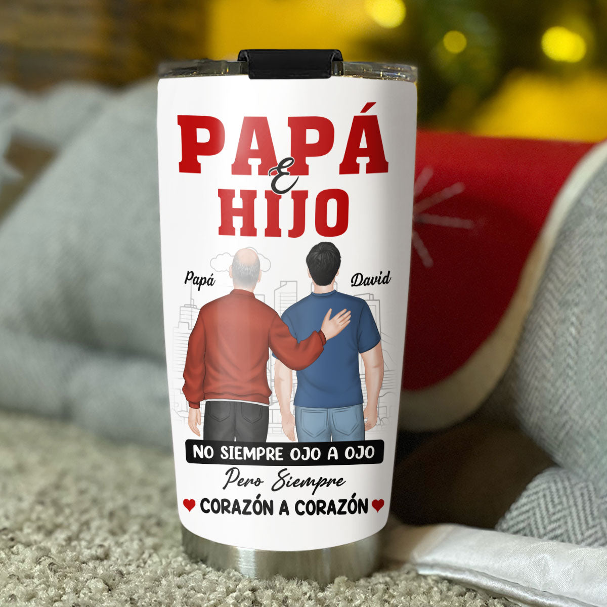 Padre E Hijo Mismo Corazón - Vaso Personalizado
