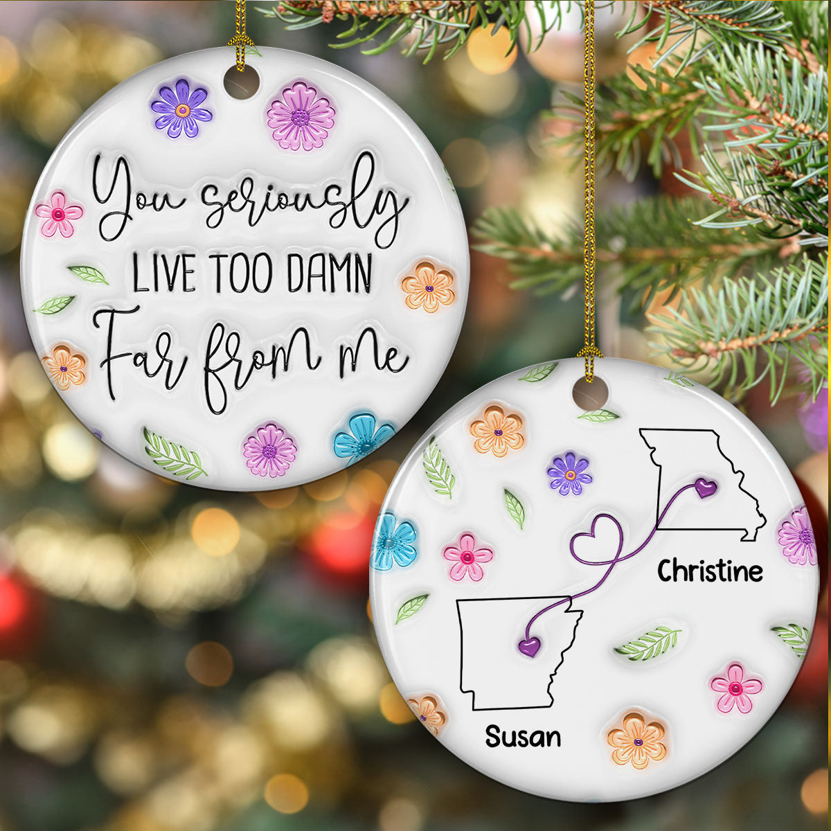 Way Too Many Miles Away - Personalized Custom 3D Inflated Effect Ceramic Ornament