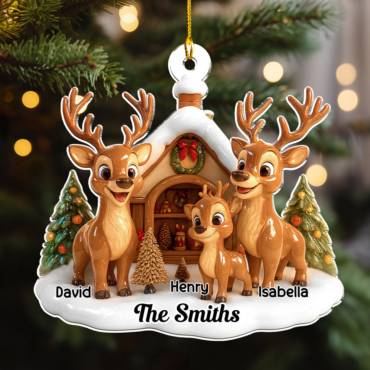 Reindeer Family - Personalized Custom Acrylic Ornament