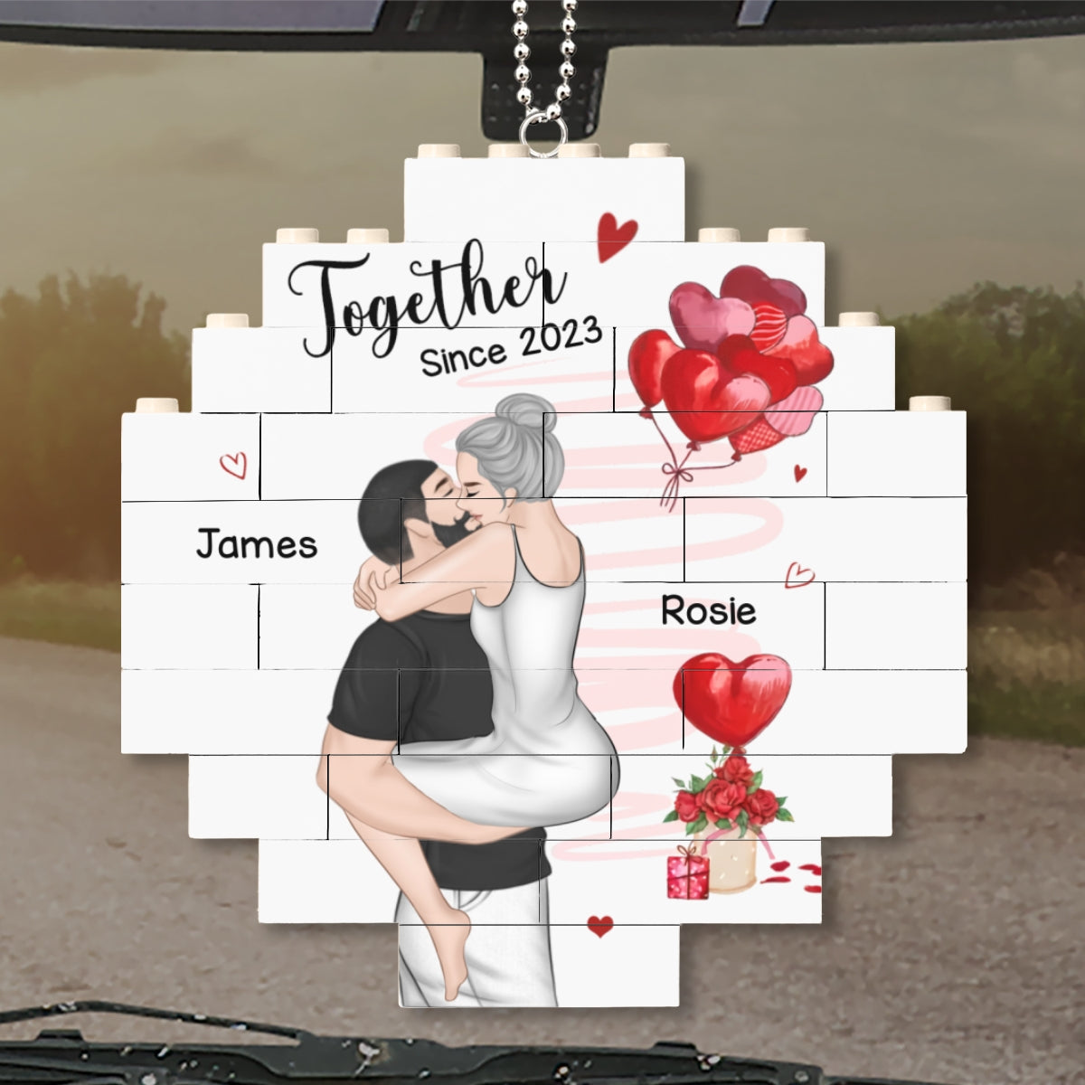 Love Is Love - Personalized Custom Puzzle Car Ornament