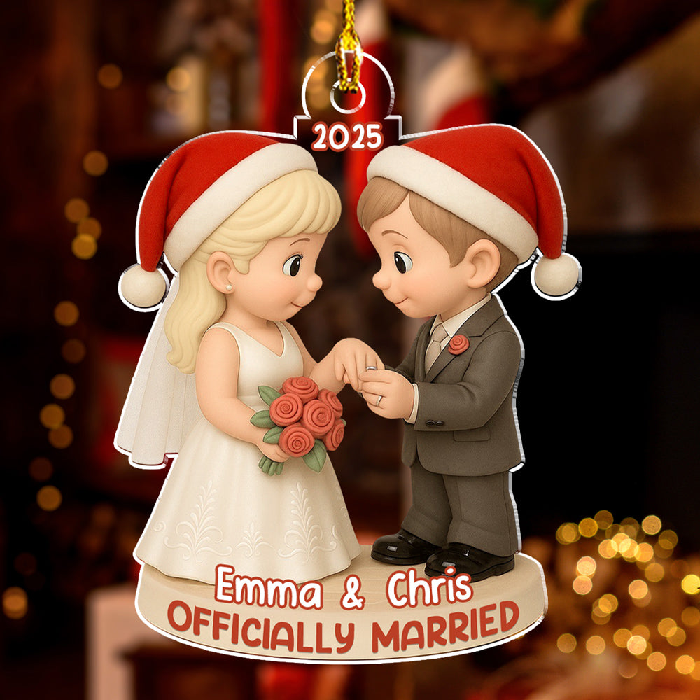 Officially Married - Personalized Custom 3D Effect Acrylic Ornament