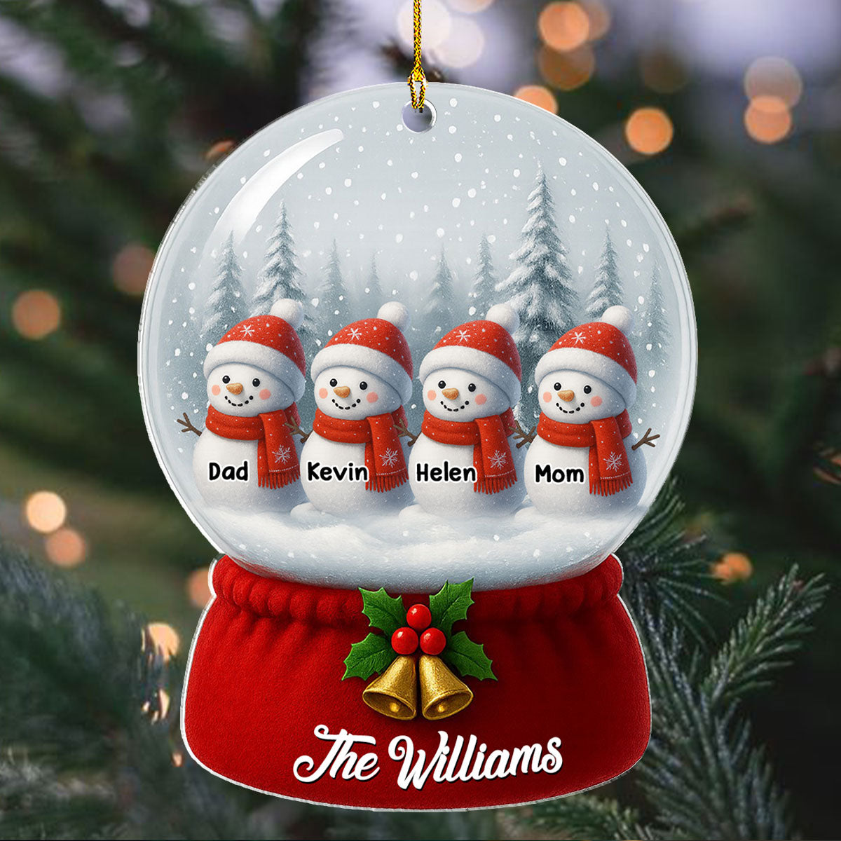 Snowman Family Christmas Ver New - Personalized Custom Acrylic Ornament