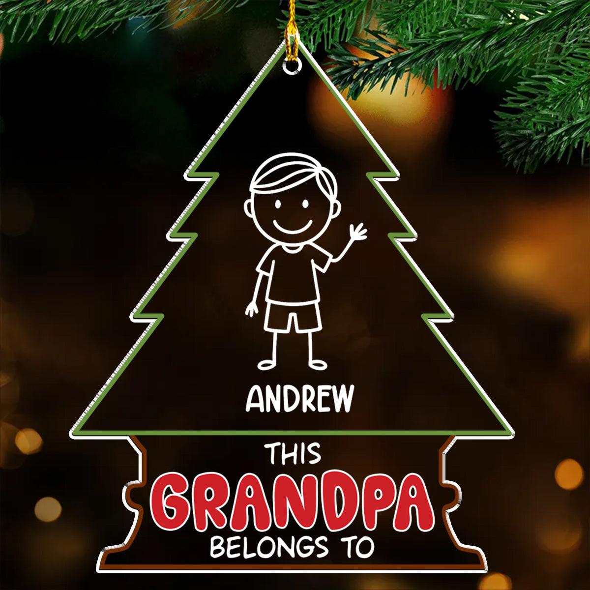 Grandpa Belongs To - Personalized Custom Acrylic Ornament